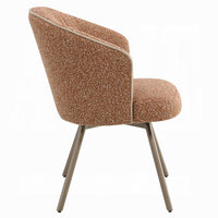 Ladi Dining Side Chair Set of 2, Rust Orange Boucle, Metal Angled Legs - BM348537