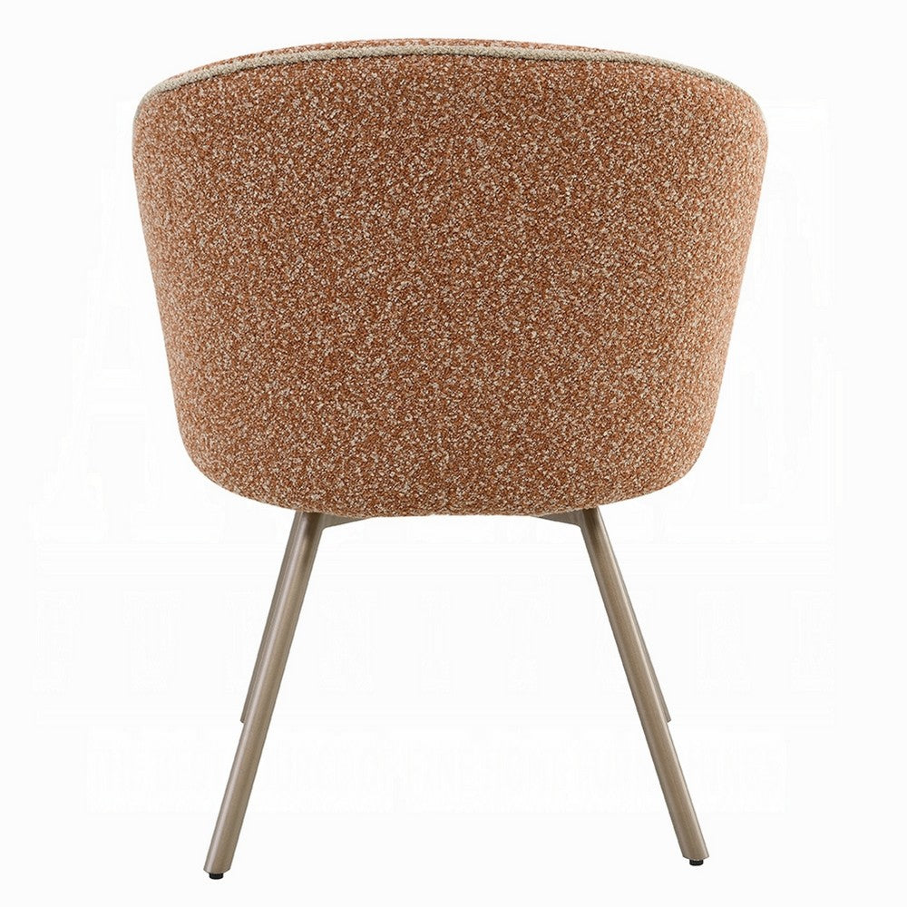 Ladi Dining Side Chair Set of 2, Rust Orange Boucle, Metal Angled Legs - BM348537