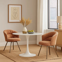Ladi Dining Side Chair Set of 2, Rust Orange Boucle, Metal Angled Legs - BM348537