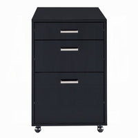 Bard File Cabinet, 3 Drawers with Chrome Metal Handles, Black High Gloss - BM348541