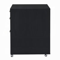 Bard File Cabinet, 3 Drawers with Chrome Metal Handles, Black High Gloss - BM348541