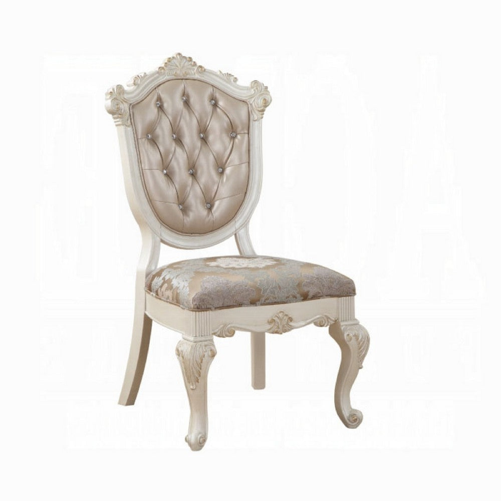 Cheny Dining Side Chair Set of 2, Faux Leather, Baroque Pearl Beige - BM348543