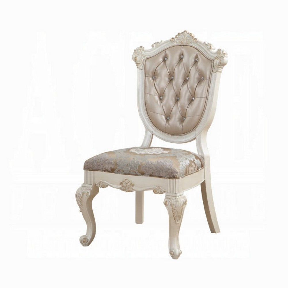 Cheny Dining Side Chair Set of 2, Faux Leather, Baroque Pearl Beige - BM348543