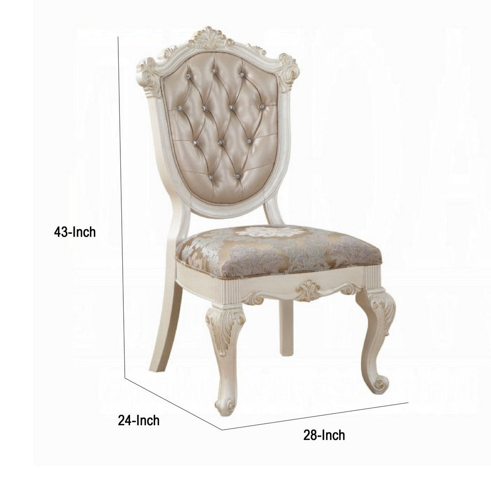 Cheny Dining Side Chair Set of 2, Faux Leather, Baroque Pearl Beige - BM348543