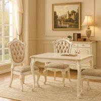 Cheny Dining Side Chair Set of 2, Faux Leather, Baroque Pearl Beige - BM348543