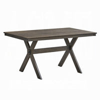Meya Dining Table, 59 Inch Rectangular Top, Farmhouse Frame, Gray Wood - BM348547