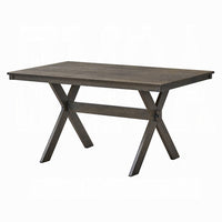 Meya Dining Table, 59 Inch Rectangular Top, Farmhouse Frame, Gray Wood - BM348547