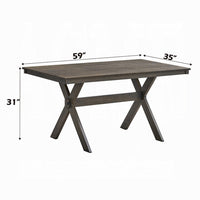 Meya Dining Table, 59 Inch Rectangular Top, Farmhouse Frame, Gray Wood - BM348547