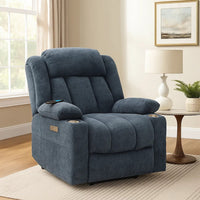 Mario Power Lift Recliner Chair with Heating and Massage, Blue Chenille - BM348548