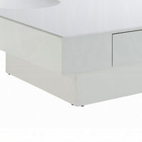 Keya Coffee Table, 43 Inch Square Plinth Top, High Gloss White Finish - BM348549