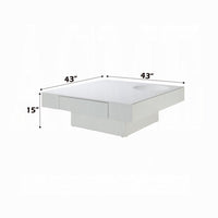 Keya Coffee Table, 43 Inch Square Plinth Top, High Gloss White Finish - BM348549