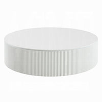 Del Modern Coffee Table, 47 Inch Round Top, Glossy White Ribbed Base - BM348550