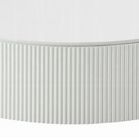 Del Modern Coffee Table, 47 Inch Round Top, Glossy White Ribbed Base - BM348550