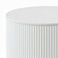 Del Modern Side End Table, 22 Inch Round Top, Glossy White Ribbed Base - BM348551