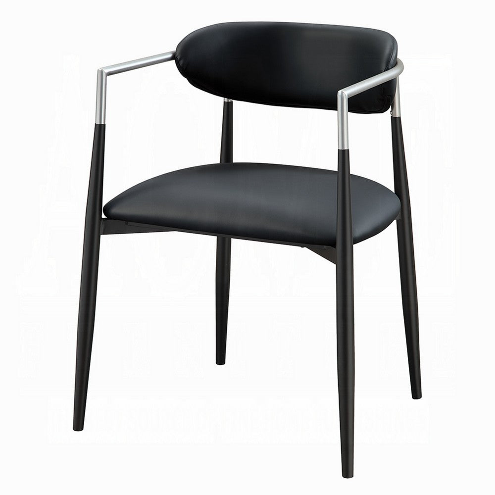 Vonn Dining Armchair Set of 2, Faux Leather Seat, Curved Back, Black Metal - BM348552