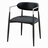 Vonn Dining Armchair Set of 2, Faux Leather Seat, Curved Back, Black Metal - BM348552