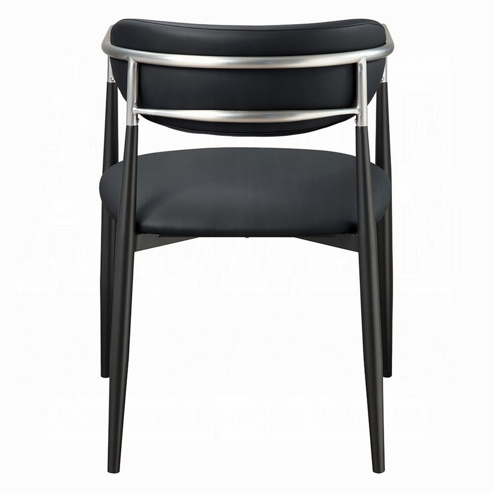 Vonn Dining Armchair Set of 2, Faux Leather Seat, Curved Back, Black Metal - BM348552