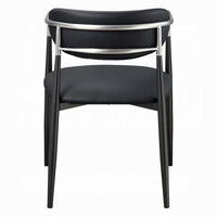 Vonn Dining Armchair Set of 2, Faux Leather Seat, Curved Back, Black Metal - BM348552