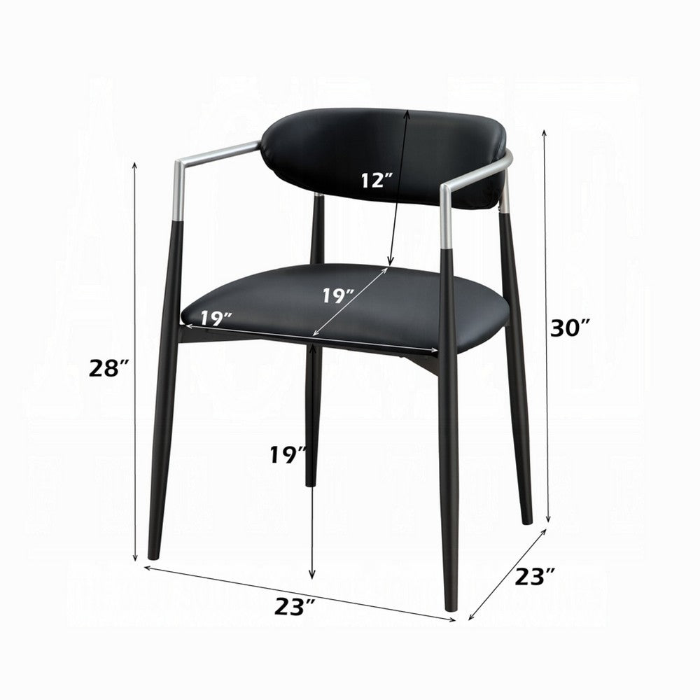 Vonn Dining Armchair Set of 2, Faux Leather Seat, Curved Back, Black Metal - BM348552