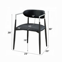 Vonn Dining Armchair Set of 2, Faux Leather Seat, Curved Back, Black Metal - BM348552