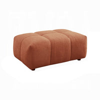 Leya Modular Ottoman, Tufted Coral Red Linen, 43 Inch Rectangular Seat - BM348555
