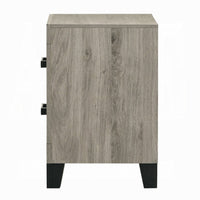Rachy Nightstand, 2 Drawers with Black Metal Handles, Farmhouse Light Gray - BM348556