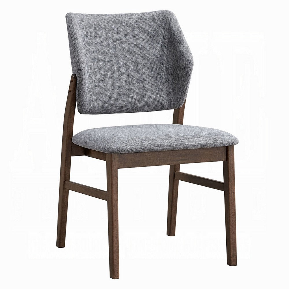 Nory Dining Side Chair Set of 2, Gray Linen Seat and Back, Walnut Brown - BM348558