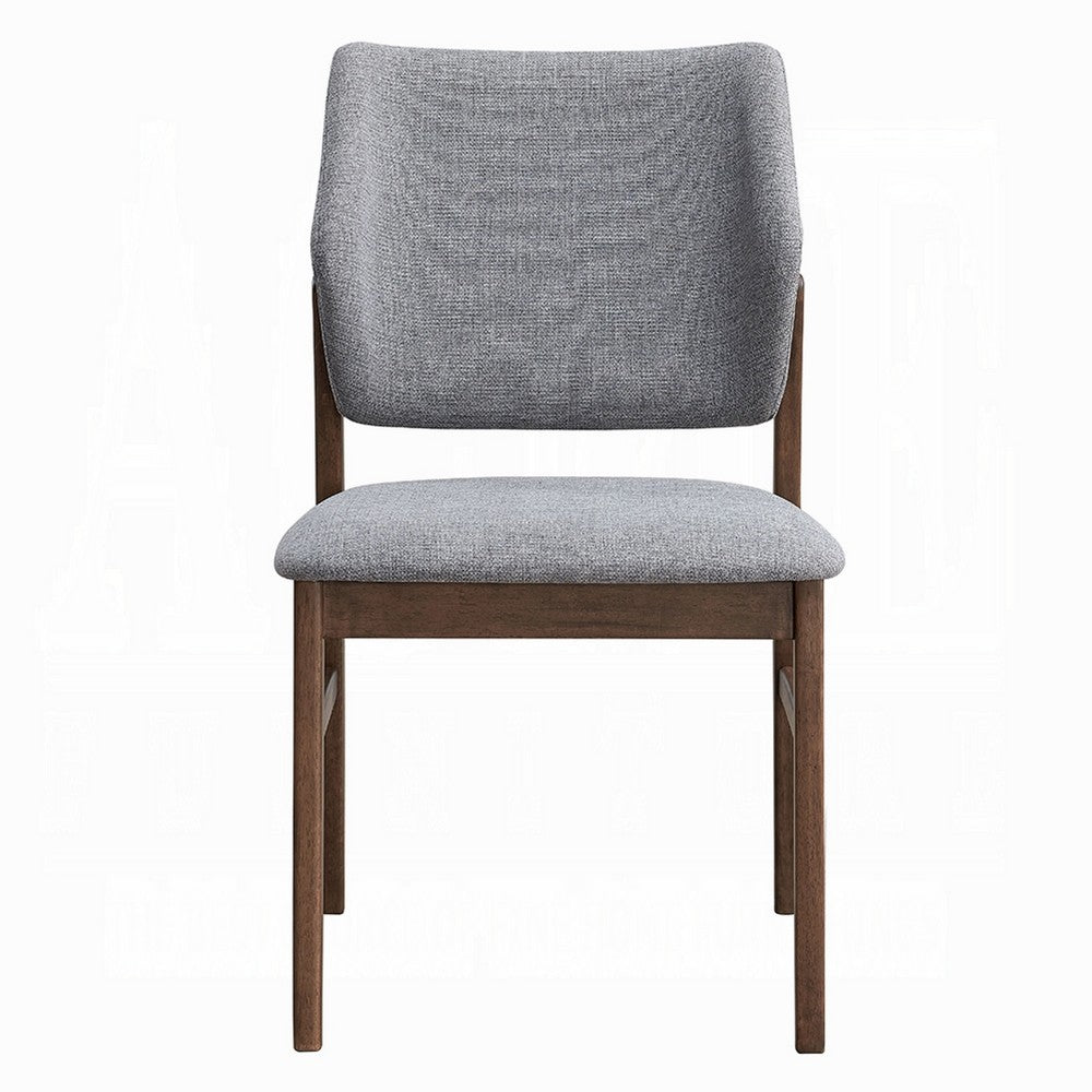 Nory Dining Side Chair Set of 2, Gray Linen Seat and Back, Walnut Brown - BM348558