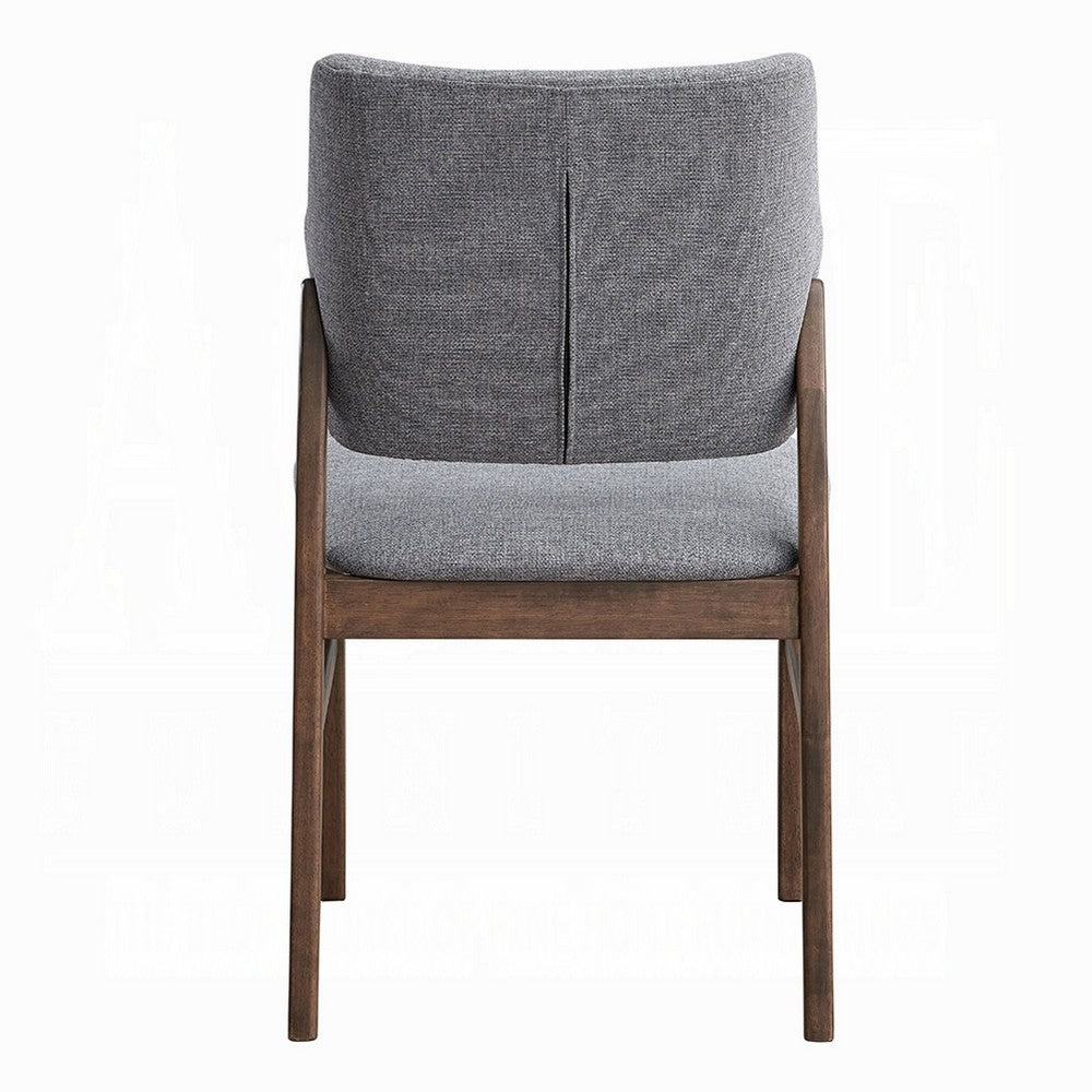 Nory Dining Side Chair Set of 2, Gray Linen Seat and Back, Walnut Brown - BM348558
