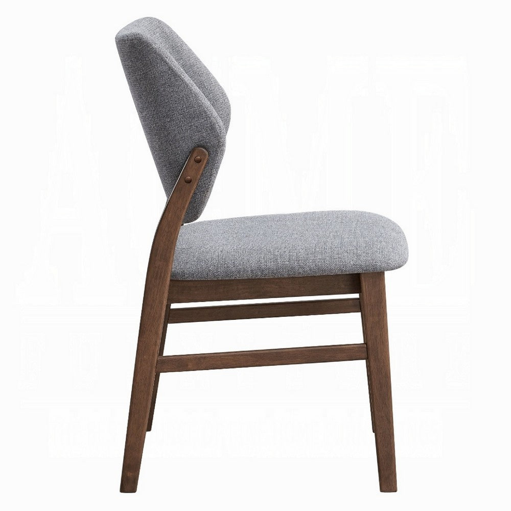Nory Dining Side Chair Set of 2, Gray Linen Seat and Back, Walnut Brown - BM348558