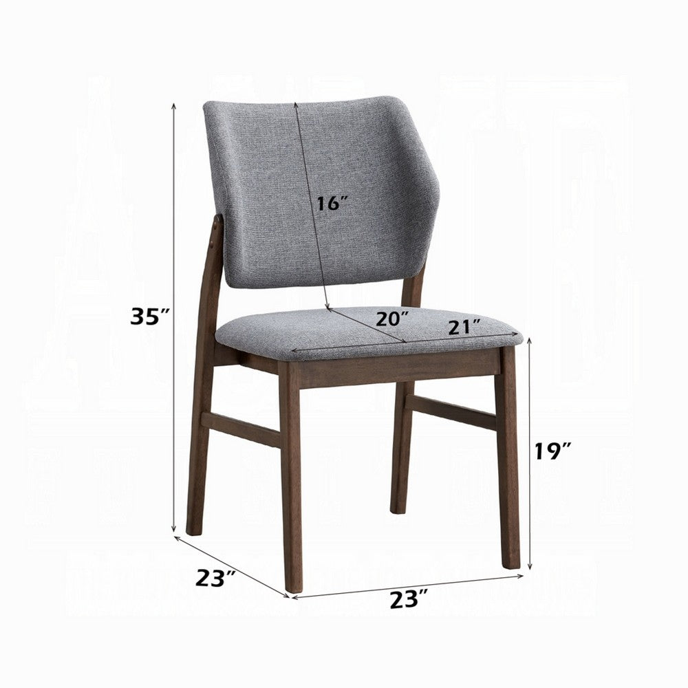 Nory Dining Side Chair Set of 2, Gray Linen Seat and Back, Walnut Brown - BM348558