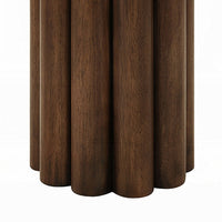 Sana Side End Table, 20 Inch Round Top, Rustic Fluted Base, Dark Brown - BM348559