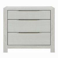 Geya Nightstand with 3 Drawers, Chrome Metal Handles, Light Gray - BM348560