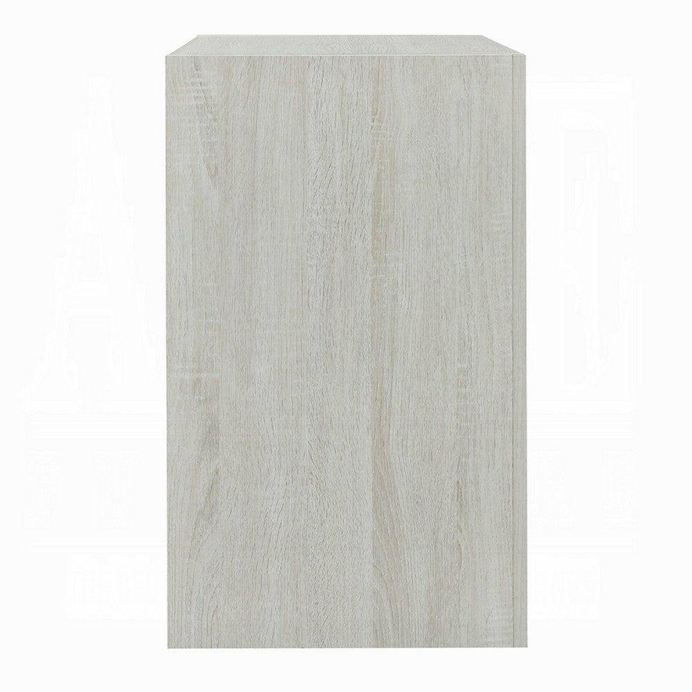 Geya Nightstand with 3 Drawers, Chrome Metal Handles, Light Gray - BM348560