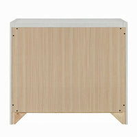 Geya Nightstand with 3 Drawers, Chrome Metal Handles, Light Gray - BM348560