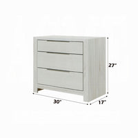 Geya Nightstand with 3 Drawers, Chrome Metal Handles, Light Gray - BM348560