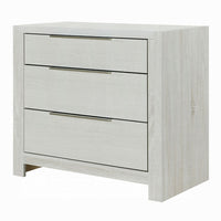 Geya Nightstand with 3 Drawers, Chrome Metal Handles, Light Gray - BM348560
