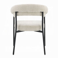 Jexy Dining Armchair Set of 2, Barrel Back, Black Metal, Beige Seat - BM348563