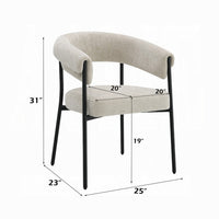 Jexy Dining Armchair Set of 2, Barrel Back, Black Metal, Beige Seat - BM348563