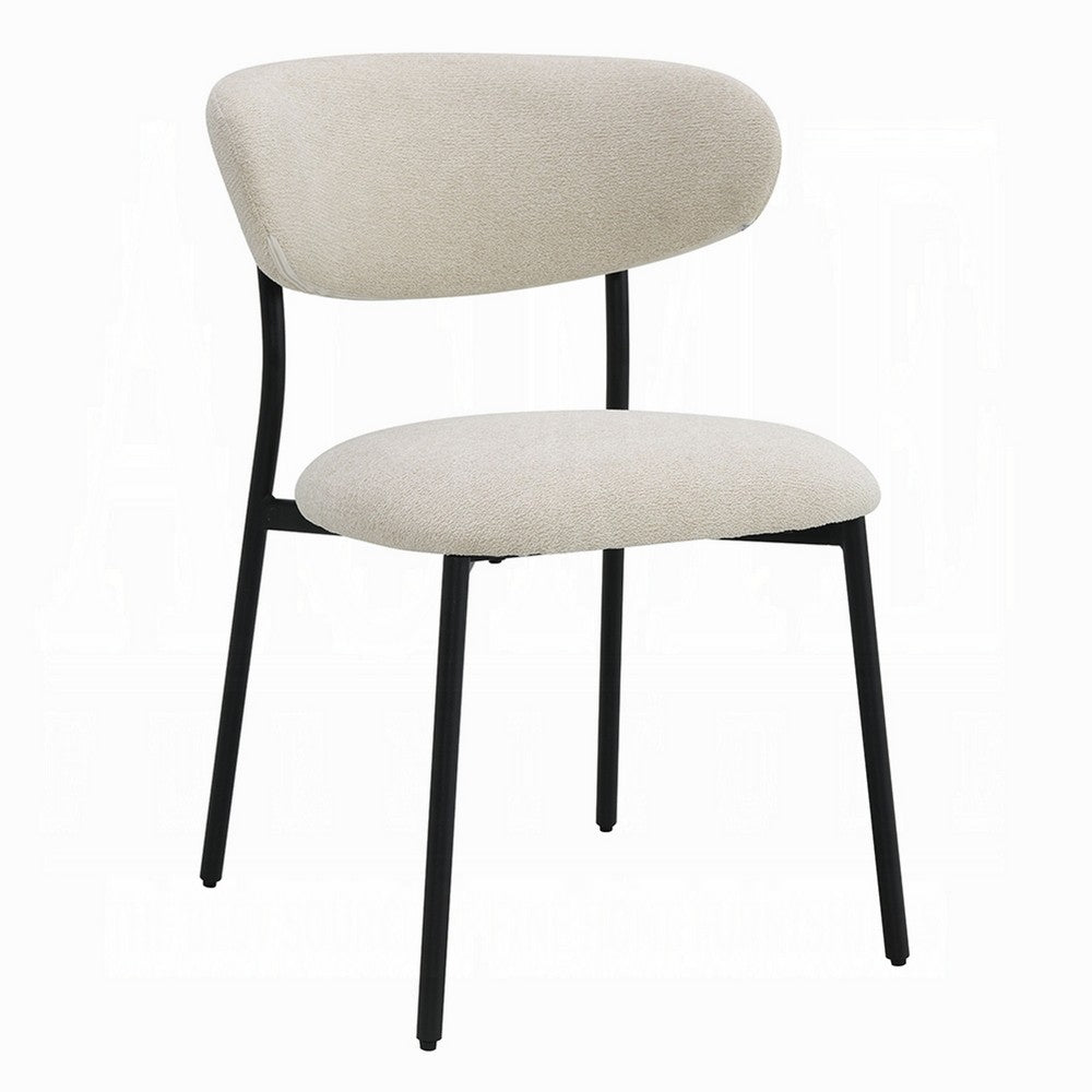 Jexy Dining Side Chair Set of 2, Black Metal Base, Beige Padded Seat - BM348564