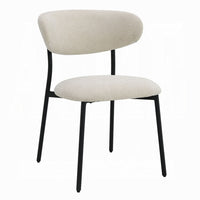 Jexy Dining Side Chair Set of 2, Black Metal Base, Beige Padded Seat - BM348564