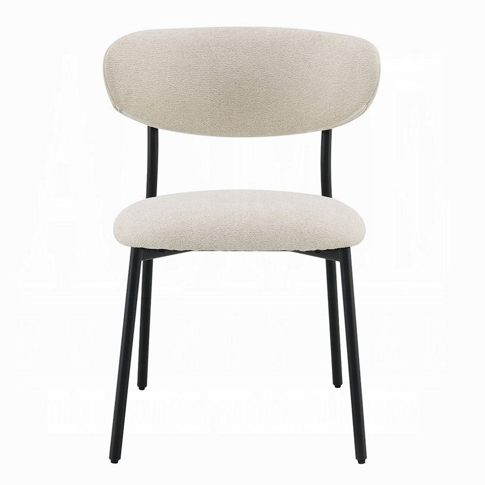Jexy Dining Side Chair Set of 2, Black Metal Base, Beige Padded Seat - BM348564