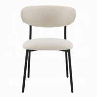 Jexy Dining Side Chair Set of 2, Black Metal Base, Beige Padded Seat - BM348564