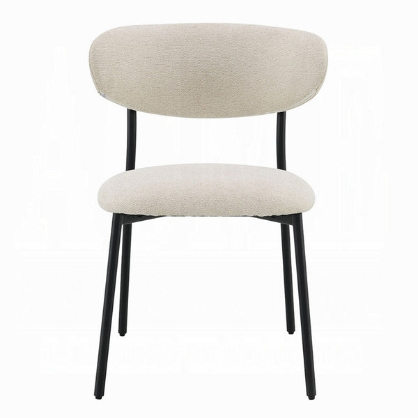 Jexy Dining Side Chair Set of 2, Black Metal Base, Beige Padded Seat - BM348564