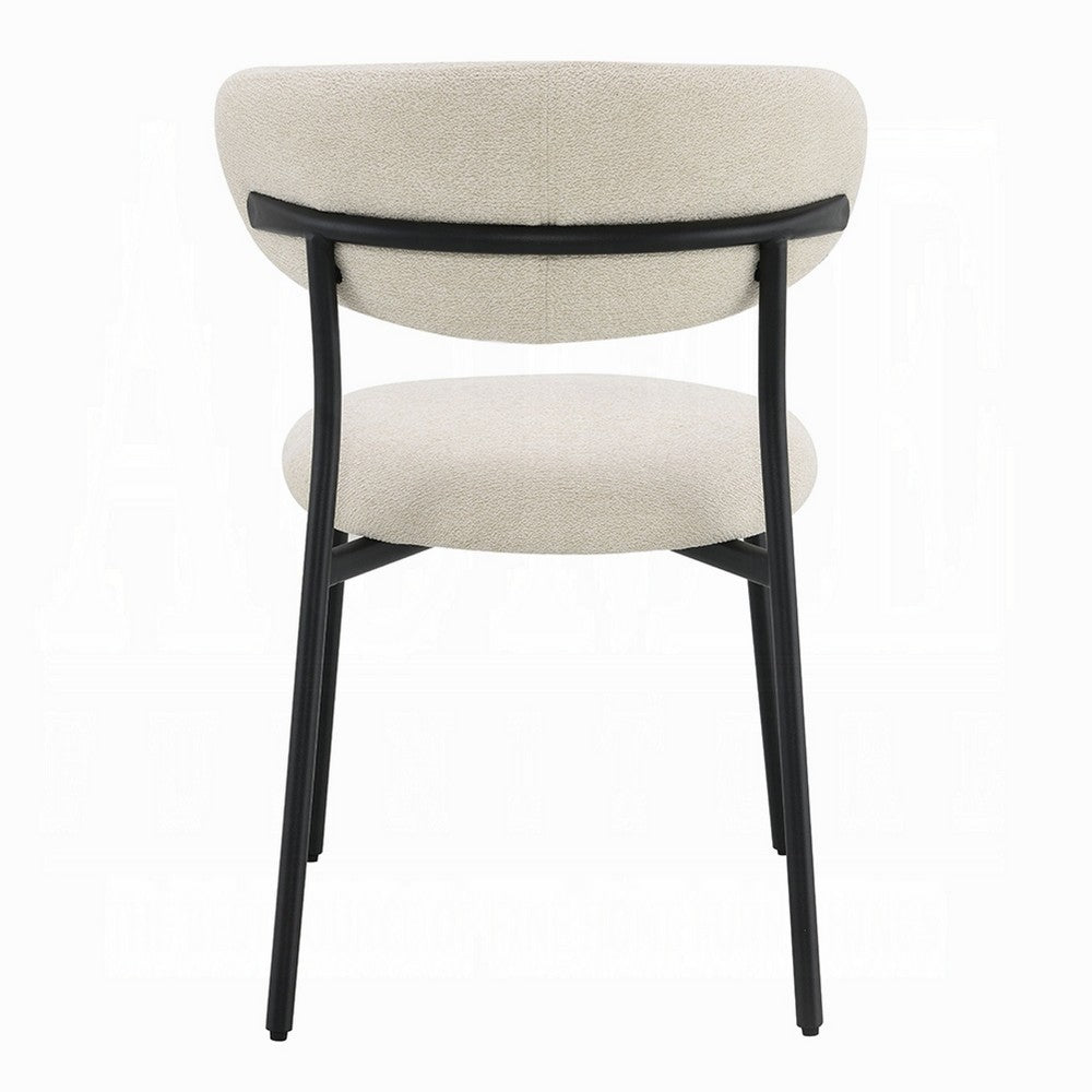 Jexy Dining Side Chair Set of 2, Black Metal Base, Beige Padded Seat - BM348564