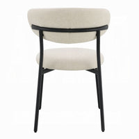 Jexy Dining Side Chair Set of 2, Black Metal Base, Beige Padded Seat - BM348564