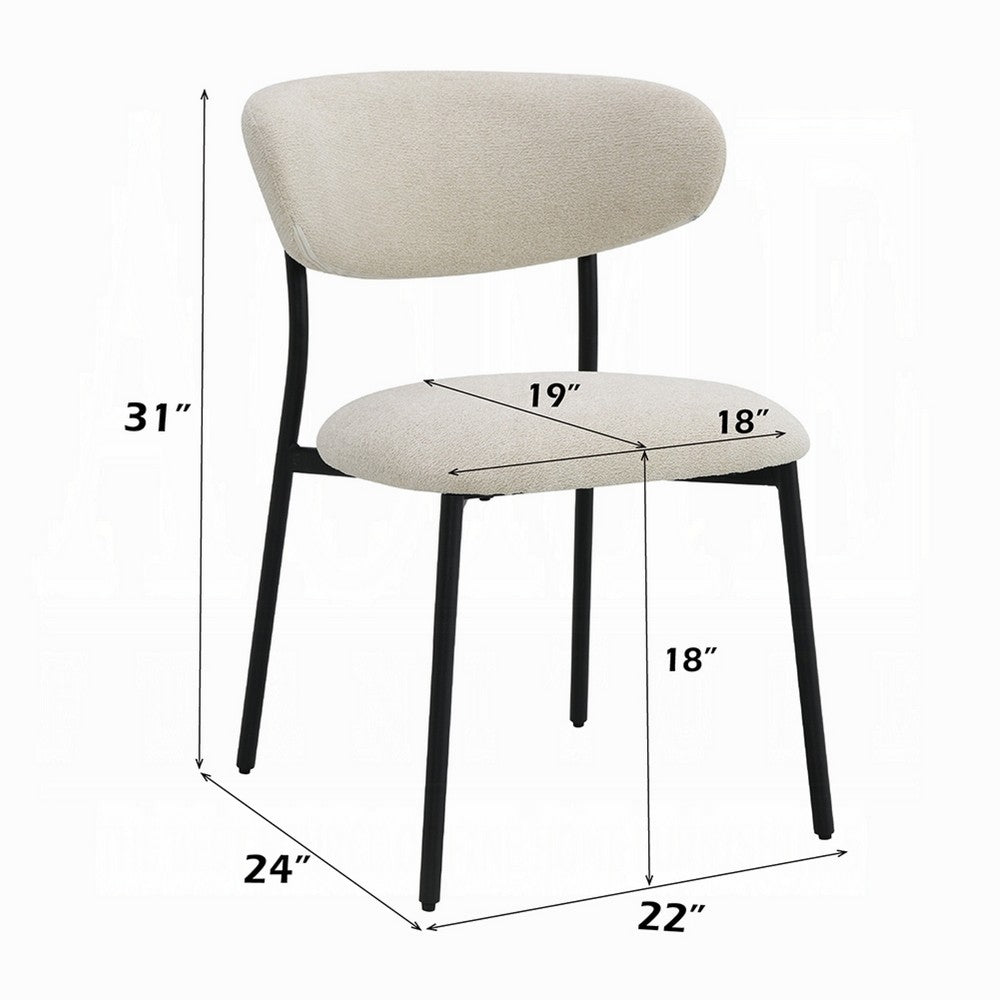 Jexy Dining Side Chair Set of 2, Black Metal Base, Beige Padded Seat - BM348564
