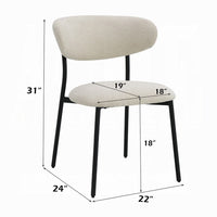 Jexy Dining Side Chair Set of 2, Black Metal Base, Beige Padded Seat - BM348564