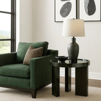 Lexy Side End Table, 24 Inch Round Top, High Gloss Blackish Green - BM348567