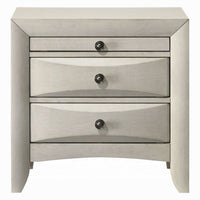 Remy Nightstand, 3 Contemporary Faceted Drawers, Antique White Finish - BM348568